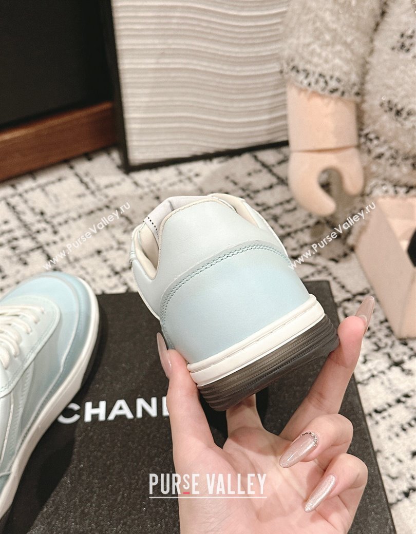 Chanel Printed Calfskin Sneakers Light Blue 2024 G46082 (KL-241120108)