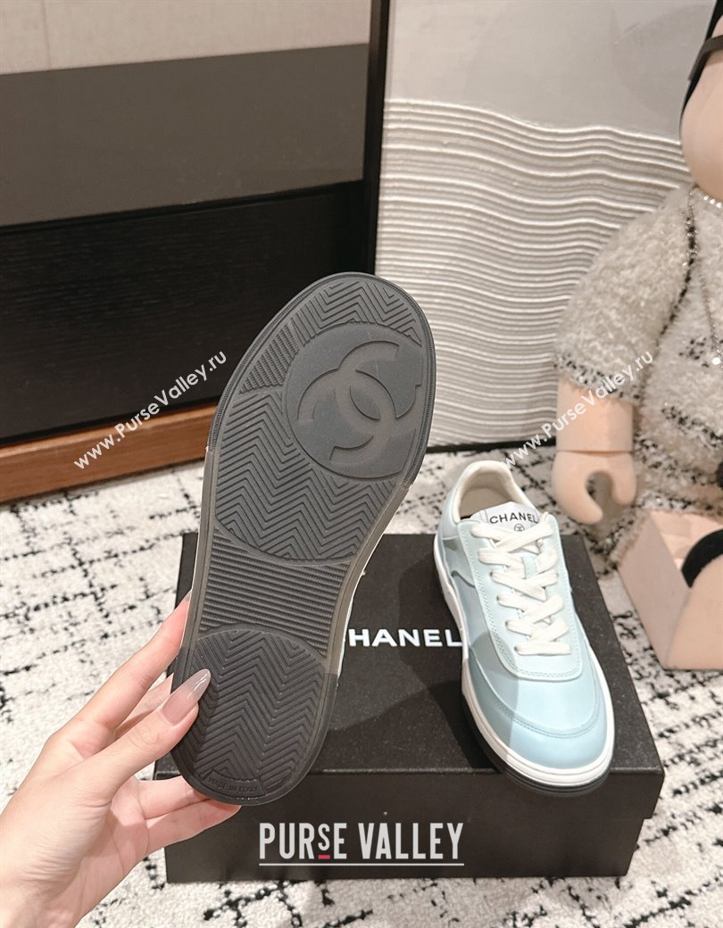 Chanel Printed Calfskin Sneakers Light Blue 2024 G46082 (KL-241120108)