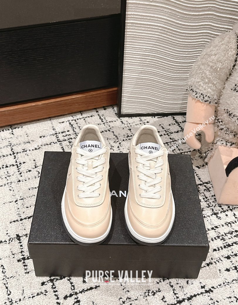 Chanel Printed Calfskin Sneakers Light Beige 2024 G46082 (KL-241120109)