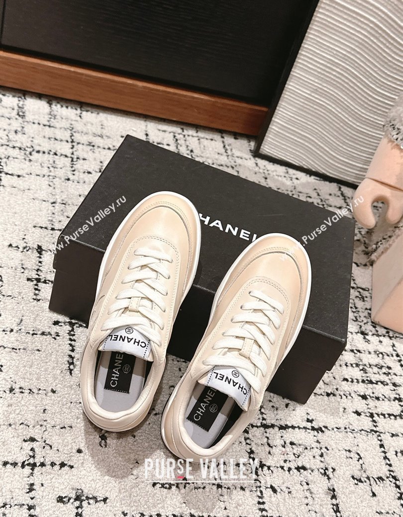 Chanel Printed Calfskin Sneakers Light Beige 2024 G46082 (KL-241120109)