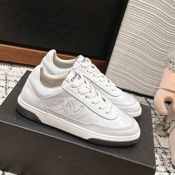 Chanel Printed Calfskin Sneakers White 2024 G46082 (KL-241120107)