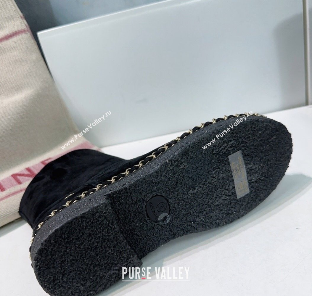 Chanel Suede Snow Boots with Chain Black 2024 CH112105 (KL-241121036)