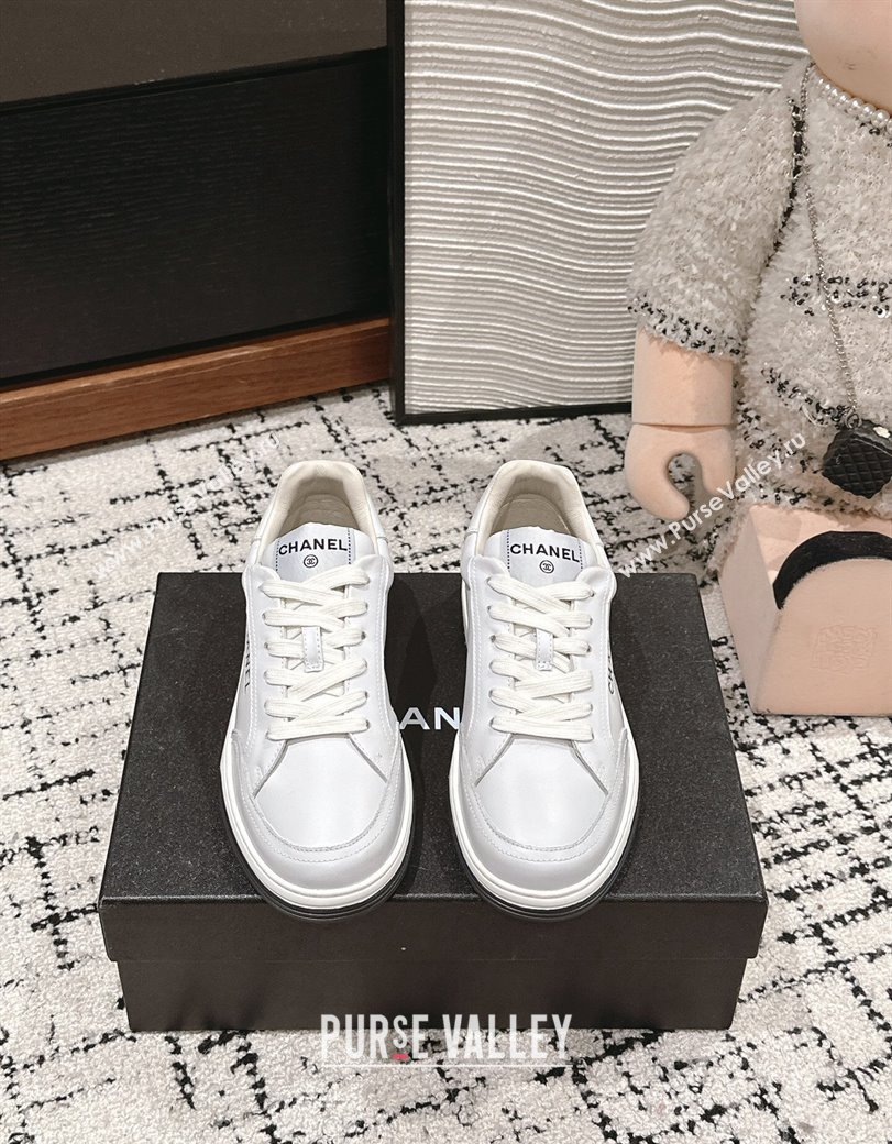 Chanel Printed Leather Sneakers White 2024 G46082 (KL-241120115)