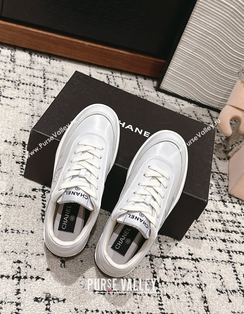 Chanel Printed Calfskin Sneakers White 2024 G46082 (KL-241120107)