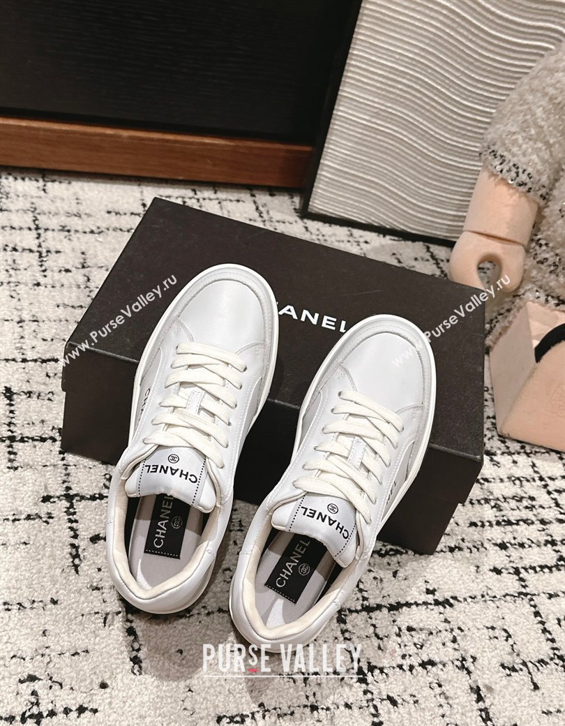 Chanel Printed Leather Sneakers White 2024 G46082 (KL-241120115)