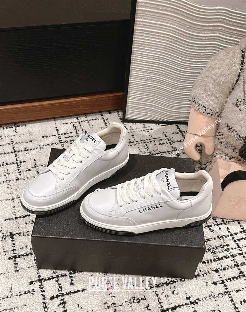 Chanel Printed Leather Sneakers White 2024 G46082 (KL-241120115)