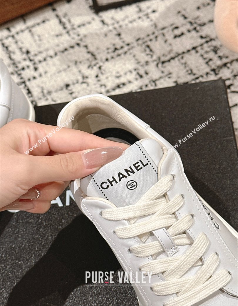 Chanel Printed Leather Sneakers White 2024 G46082 (KL-241120115)