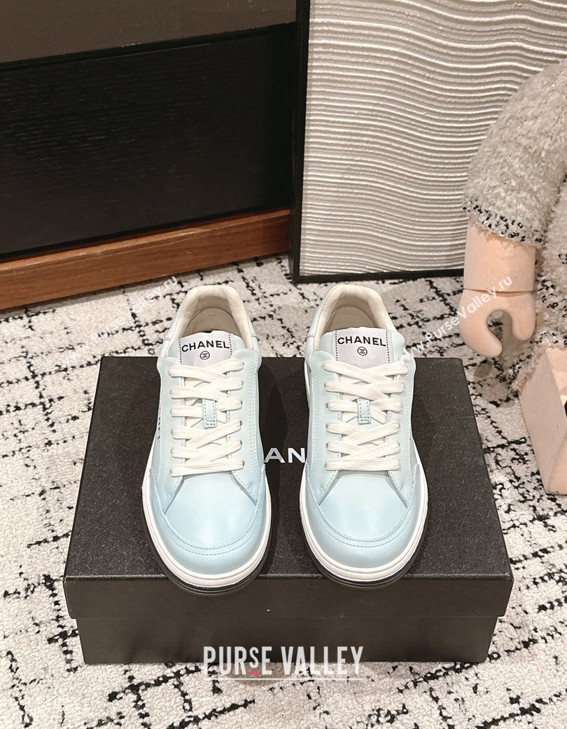 Chanel Printed Leather Sneakers Light Blue 2024 G46082 (KL-241120116)