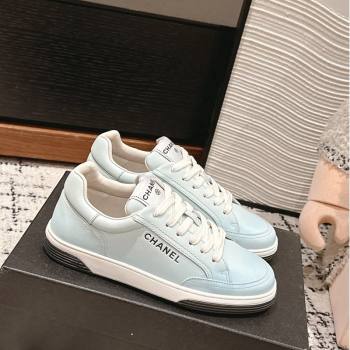 Chanel Printed Leather Sneakers Light Blue 2024 G46082 (KL-241120116)