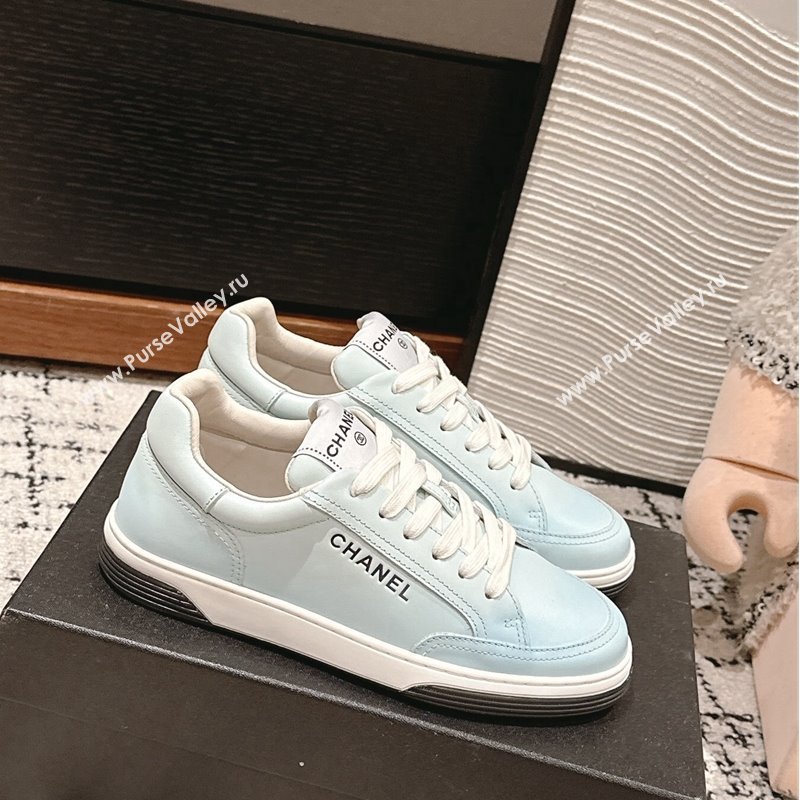 Chanel Printed Leather Sneakers Light Blue 2024 G46082 (KL-241120116)