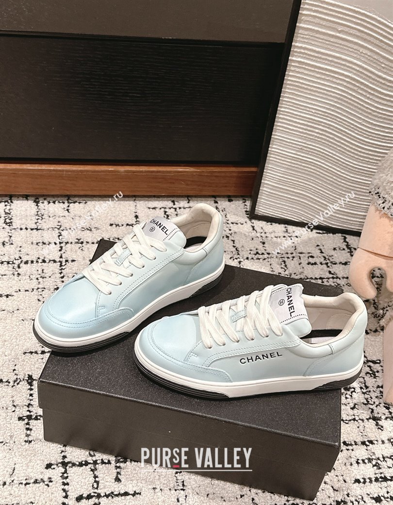 Chanel Printed Leather Sneakers Light Blue 2024 G46082 (KL-241120116)