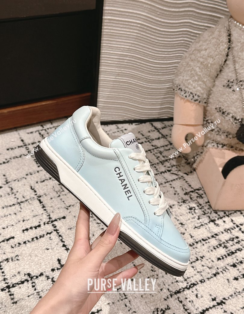 Chanel Printed Leather Sneakers Light Blue 2024 G46082 (KL-241120116)