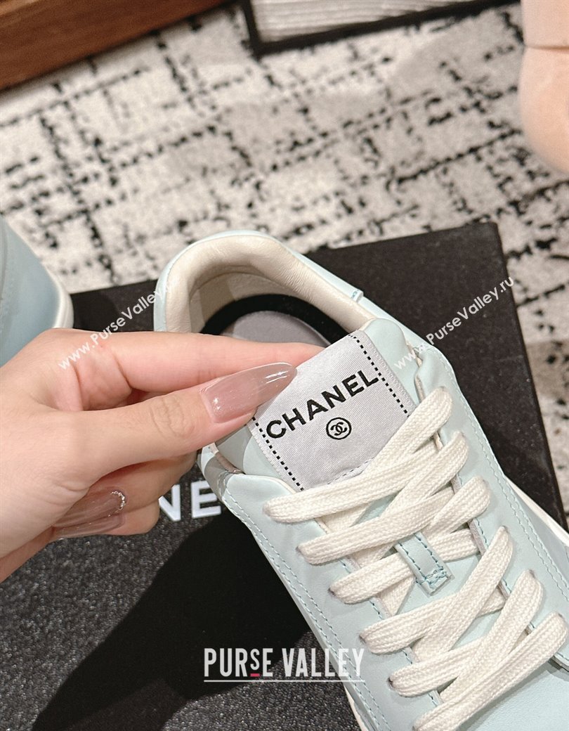 Chanel Printed Leather Sneakers Light Blue 2024 G46082 (KL-241120116)