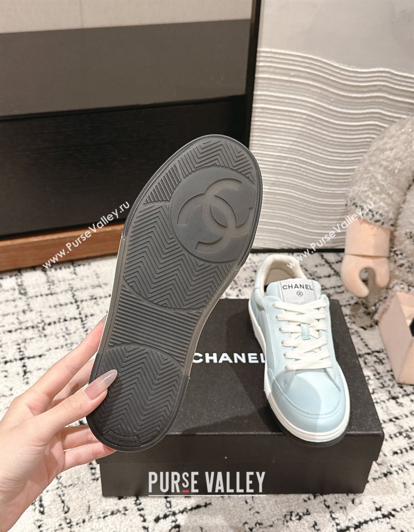 Chanel Printed Leather Sneakers Light Blue 2024 G46082 (KL-241120116)