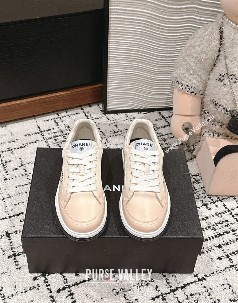 Chanel Printed Leather Sneakers Beige 2024 G46082 (KL-241120117)