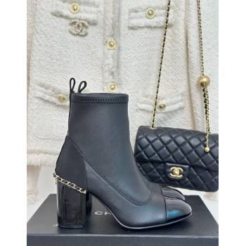 Chanel Calfskin Ankle Boots 8.5cm with Chain Black 2024 CH112107 (KL-241121042)