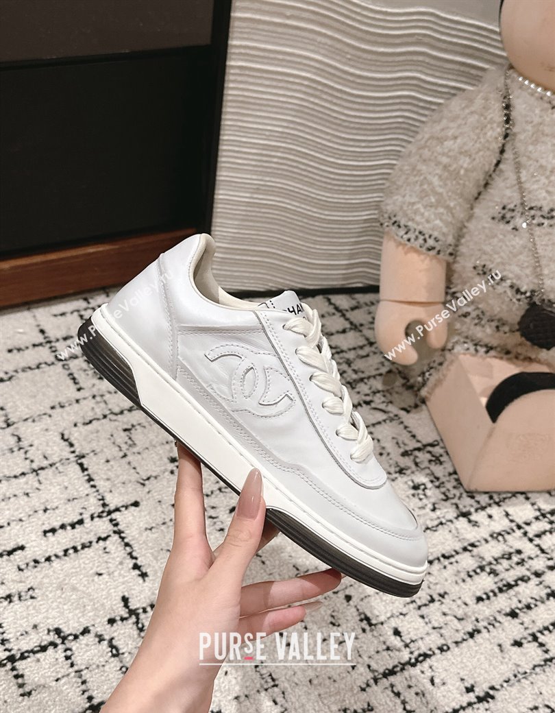 Chanel Printed Calfskin Sneakers White 2024 G46082 (KL-241120107)