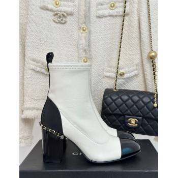 Chanel Calfskin Ankle Boots 8.5cm with Chain White 2024 CH112107 (KL-241121043)