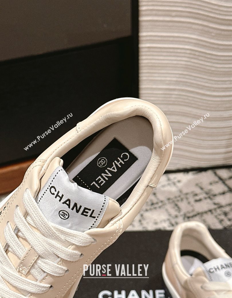 Chanel Printed Leather Sneakers Beige 2024 G46082 (KL-241120117)