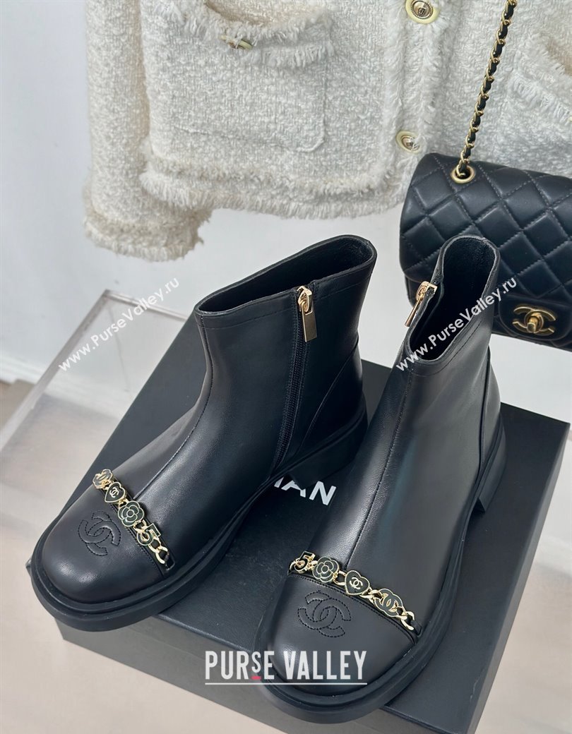 Chanel Lambskin Ankle Boots 4cm with Charm Strap Black 2024 CH112109 (KL-241121051)