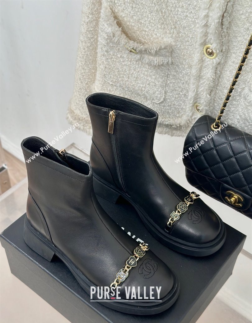 Chanel Lambskin Ankle Boots 4cm with Charm Strap Black 2024 CH112109 (KL-241121051)