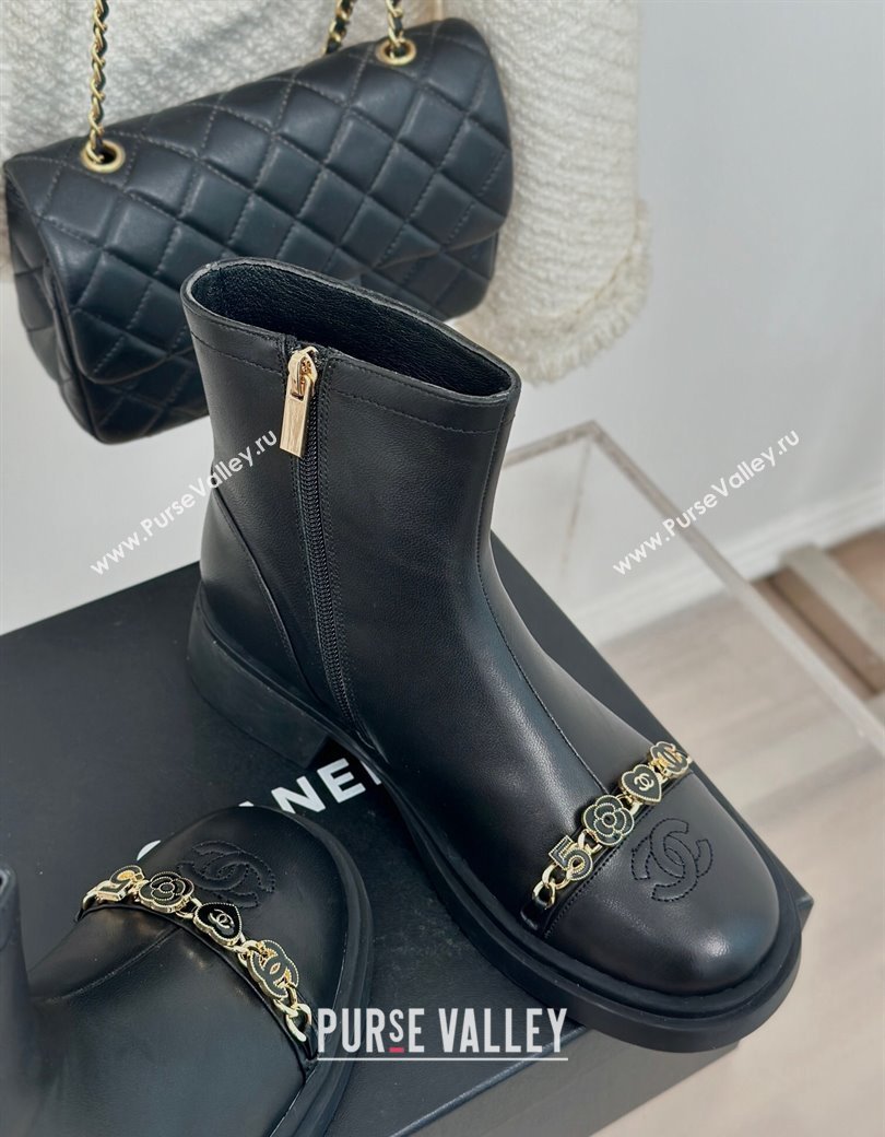 Chanel Lambskin Ankle Boots 4cm with Charm Strap Black 2024 CH112109 (KL-241121051)