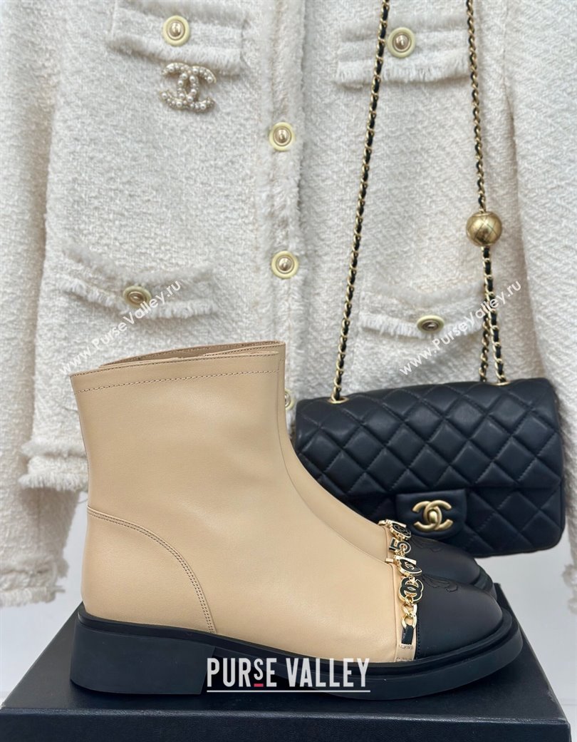 Chanel Lambskin Ankle Boots 4cm with Charm Strap Beige 2024 CH112109 (KL-241121052)