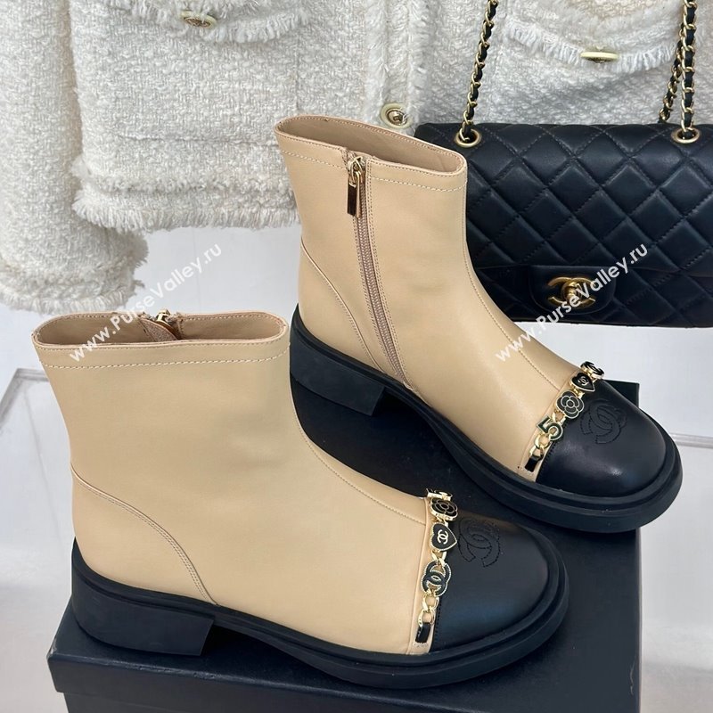 Chanel Lambskin Ankle Boots 4cm with Charm Strap Beige 2024 CH112109 (KL-241121052)