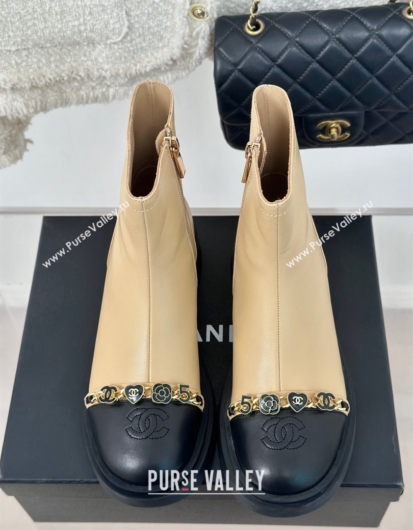 Chanel Lambskin Ankle Boots 4cm with Charm Strap Beige 2024 CH112109 (KL-241121052)