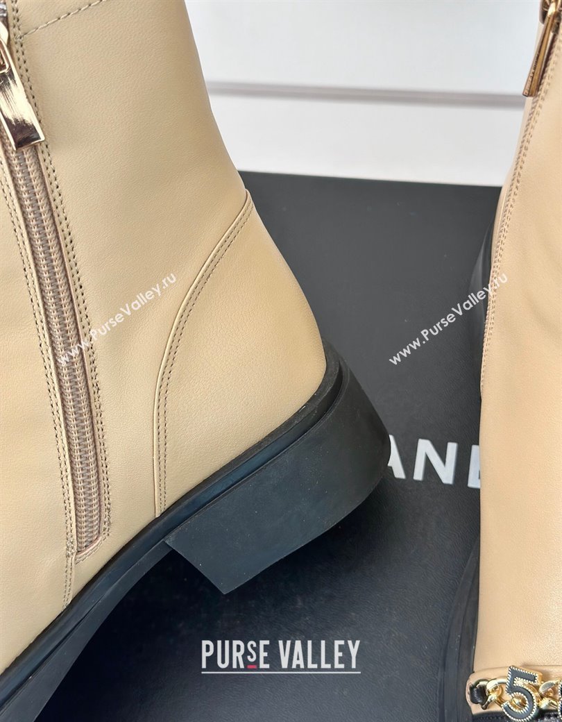 Chanel Lambskin Ankle Boots 4cm with Charm Strap Beige 2024 CH112109 (KL-241121052)