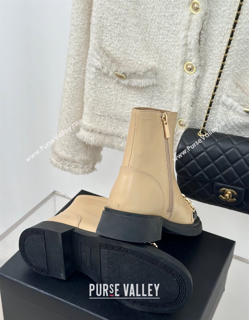 Chanel Lambskin Ankle Boots 4cm with Charm Strap Beige 2024 CH112109 (KL-241121052)