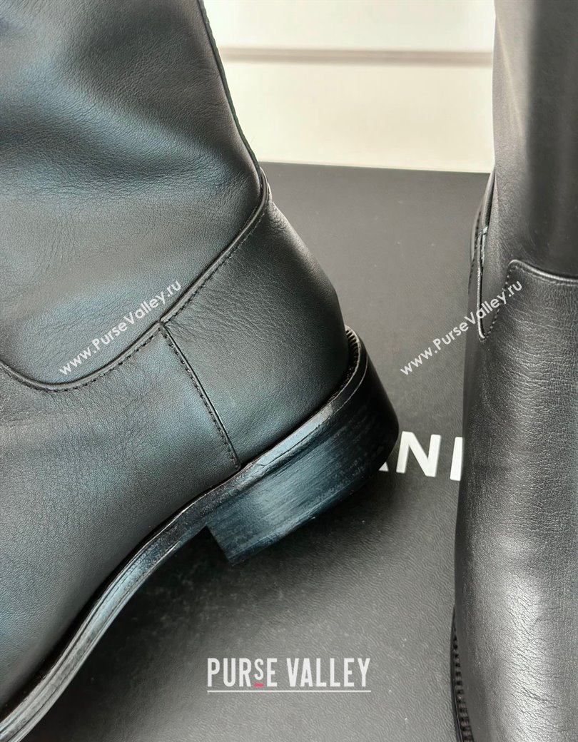 Chanel Calfskin Ankle Boots 3cm with Side CC Studs Black 2024 CH112110 (KL-241121057)