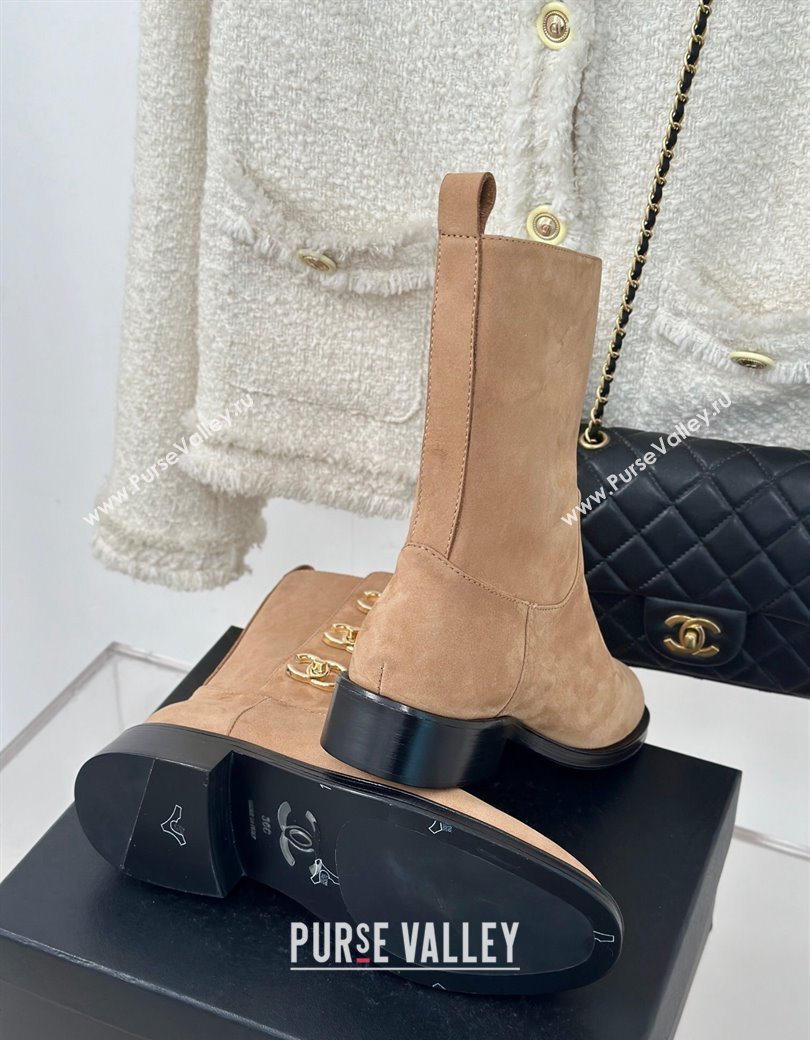 Chanel Suede Ankle Boots 3cm with Side CC Studs Black 2024 CH112110 (KL-241121059)