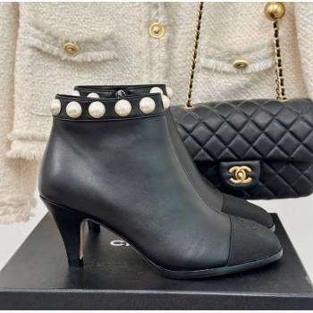 Chanel Lambskin Ankle Boots 7cm with Pearls Black 2024 CH112111 (KL-241121065)