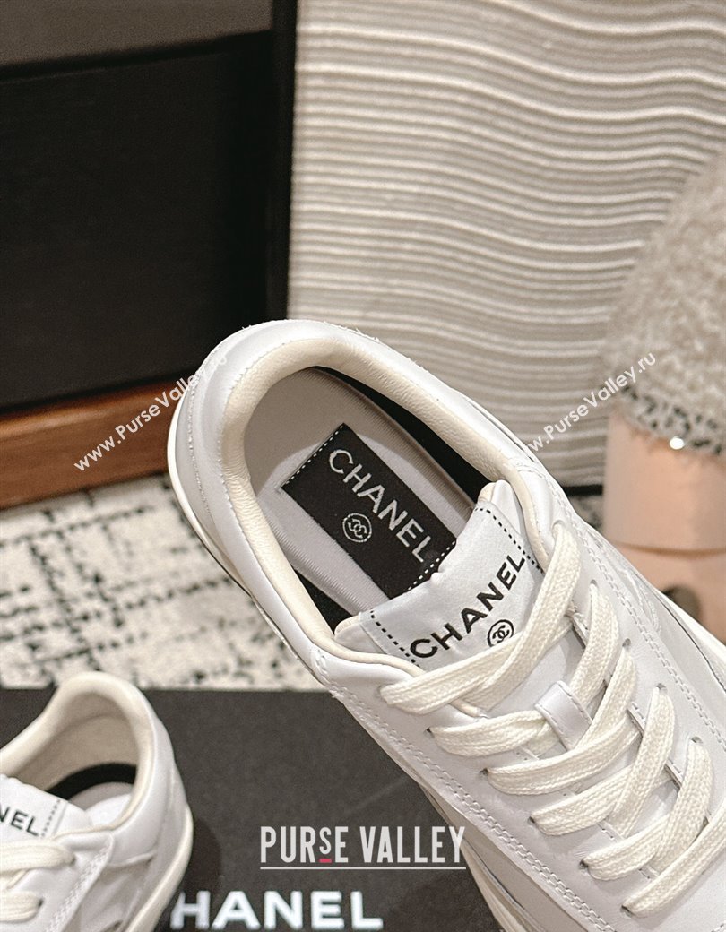 Chanel Printed Calfskin Sneakers White 2024 G46082 (KL-241120107)