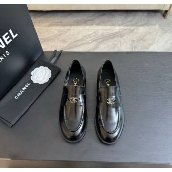 Chanel Shiny Calfskin Loafers Flat Black 2024 CH112006 (SS-2411120027)