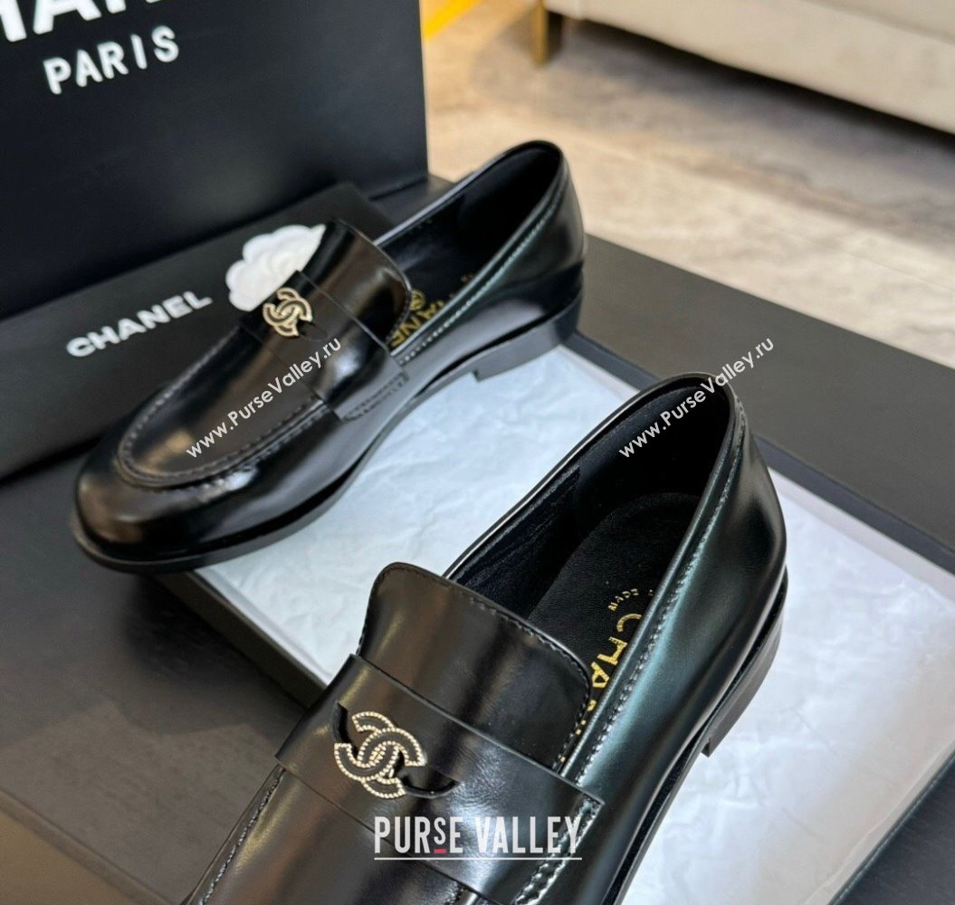 Chanel Shiny Calfskin Loafers Flat Black 2024 CH112006 (SS-2411120027)