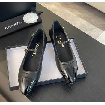 Chanel Lambskin Patent Calfskin Mary Janes Ballet Flats G46001 Black 2024 (SS-241121131)