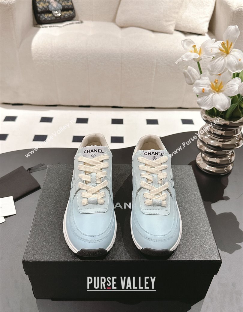 Chanel Printed Calfskin Sneakers Light Blue 2024 G46086 (SS-241120111)