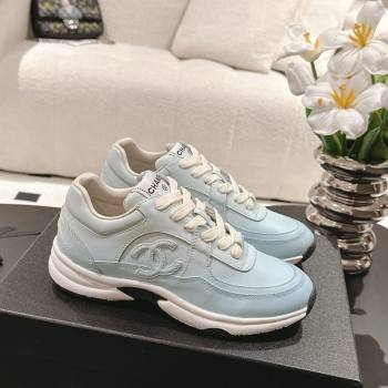 Chanel Printed Calfskin Sneakers Light Blue 2024 G46086 (SS-241120111)