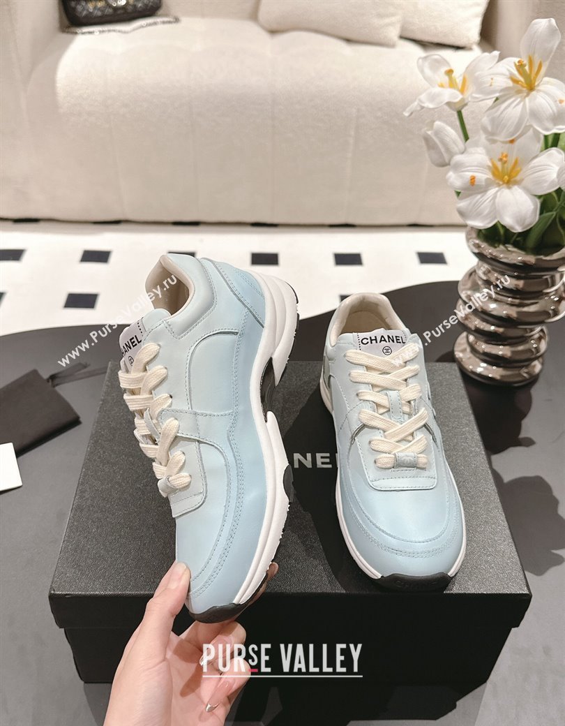 Chanel Printed Calfskin Sneakers Light Blue 2024 G46086 (SS-241120111)