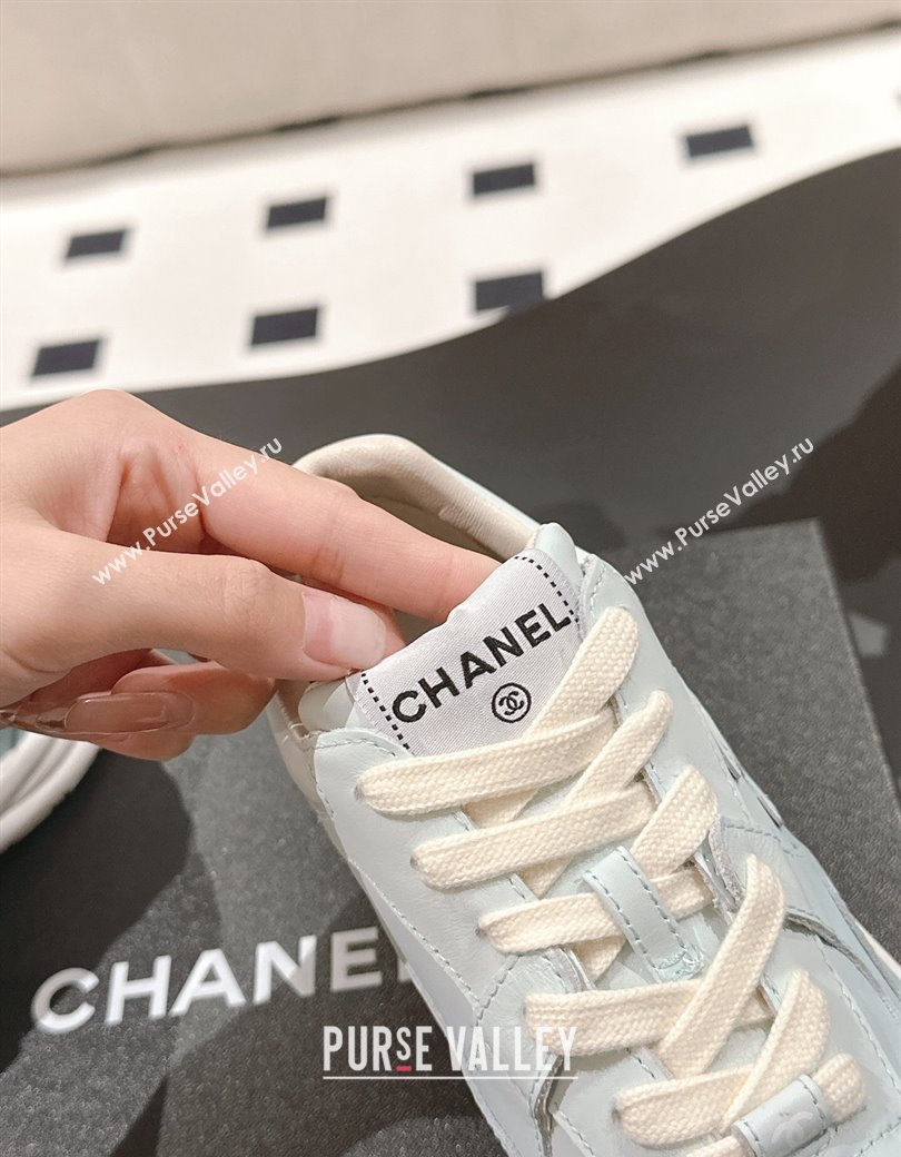 Chanel Printed Calfskin Sneakers Light Blue 2024 G46086 (SS-241120111)