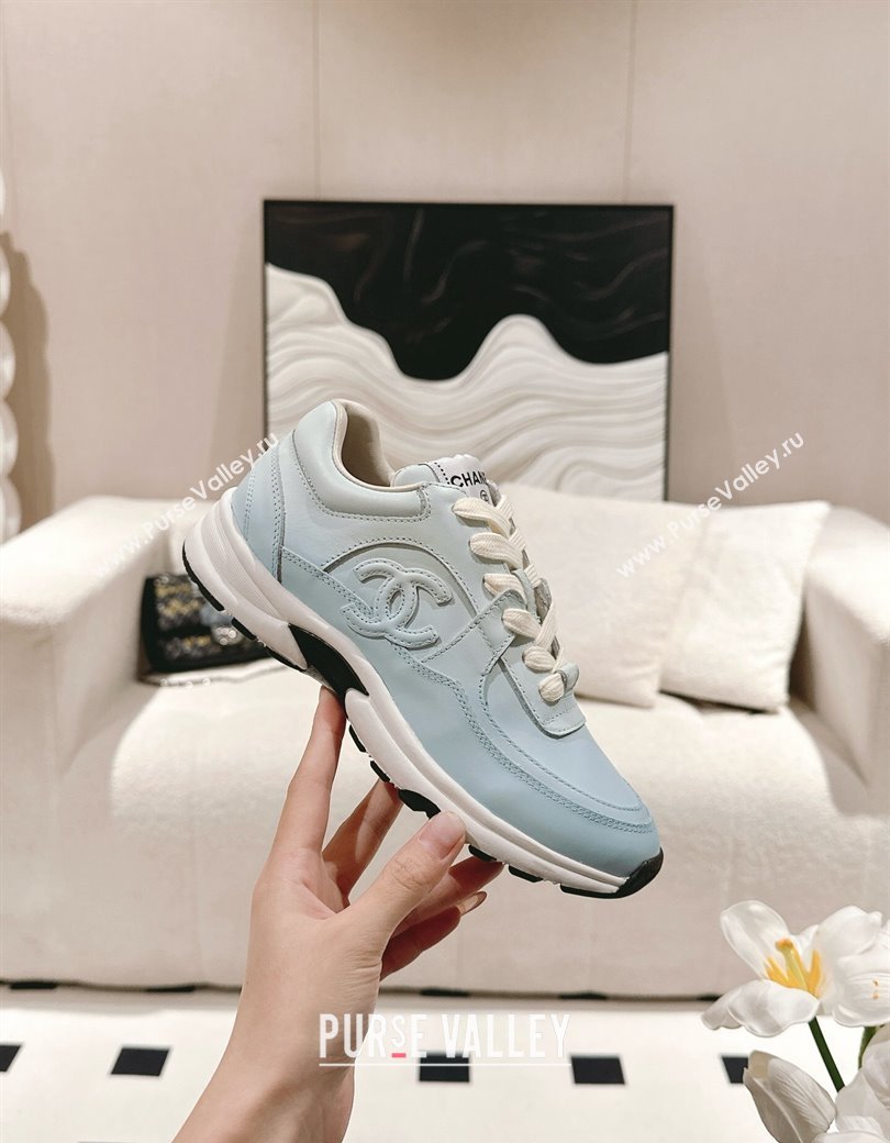 Chanel Printed Calfskin Sneakers Light Blue 2024 G46086 (SS-241120111)