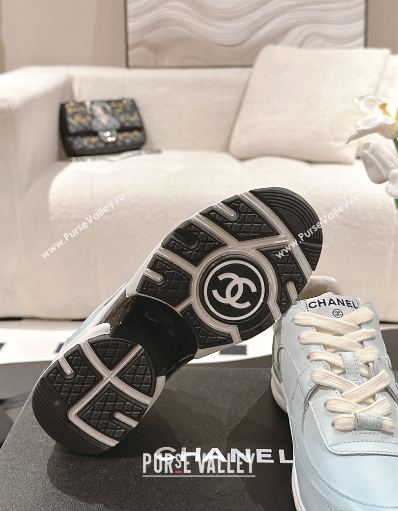 Chanel Printed Calfskin Sneakers Light Blue 2024 G46086 (SS-241120111)