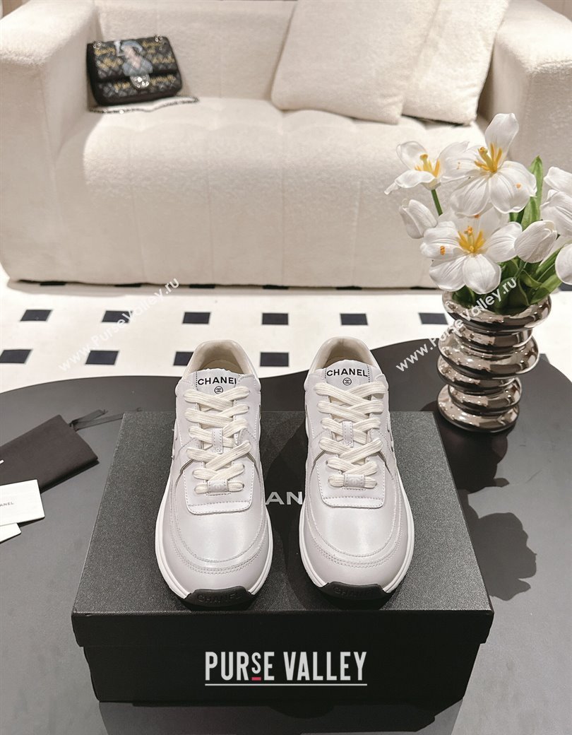 Chanel Printed Calfskin Sneakers White 2024 G46086 (SS-241120113)