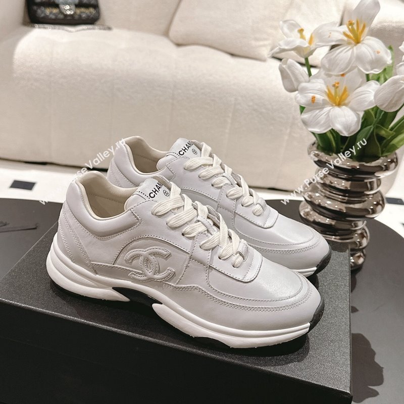 Chanel Printed Calfskin Sneakers White 2024 G46086 (SS-241120113)