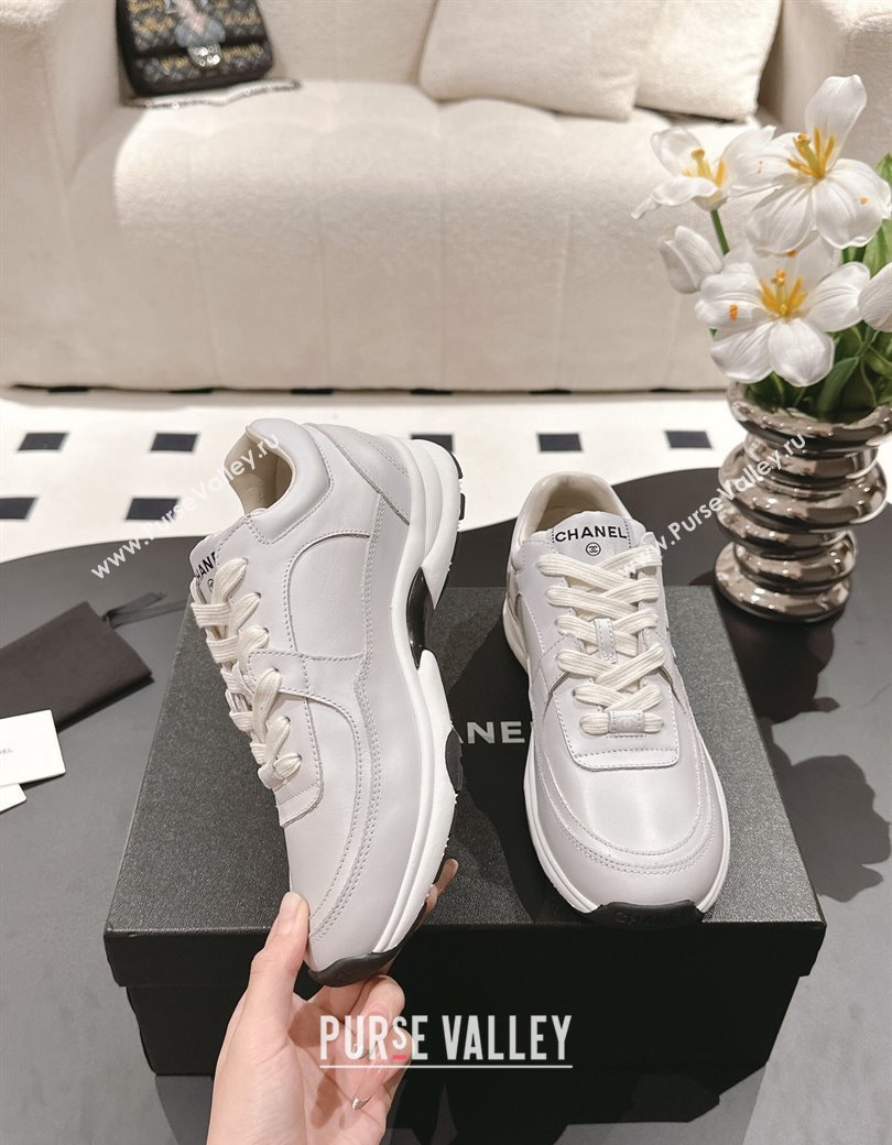 Chanel Printed Calfskin Sneakers White 2024 G46086 (SS-241120113)