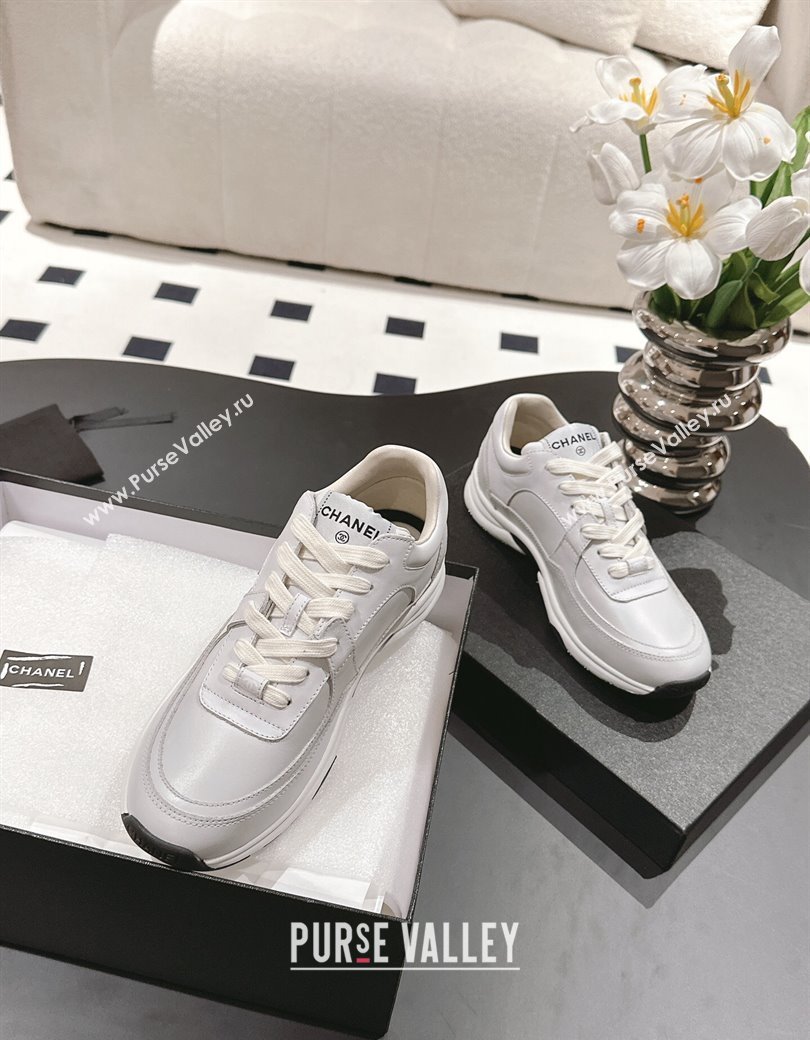 Chanel Printed Calfskin Sneakers White 2024 G46086 (SS-241120113)