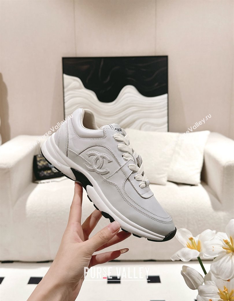 Chanel Printed Calfskin Sneakers White 2024 G46086 (SS-241120113)