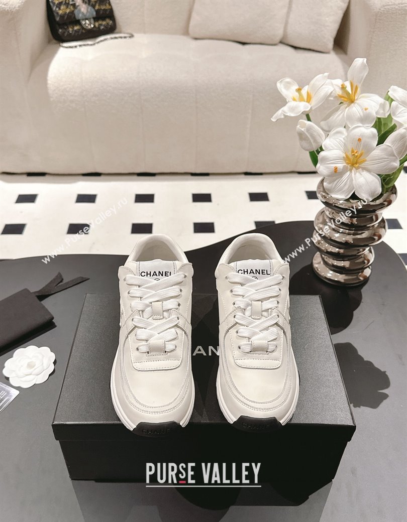 Chanel Calfskin Sneakers White Leather 2024 G46086 (SS-241120131)